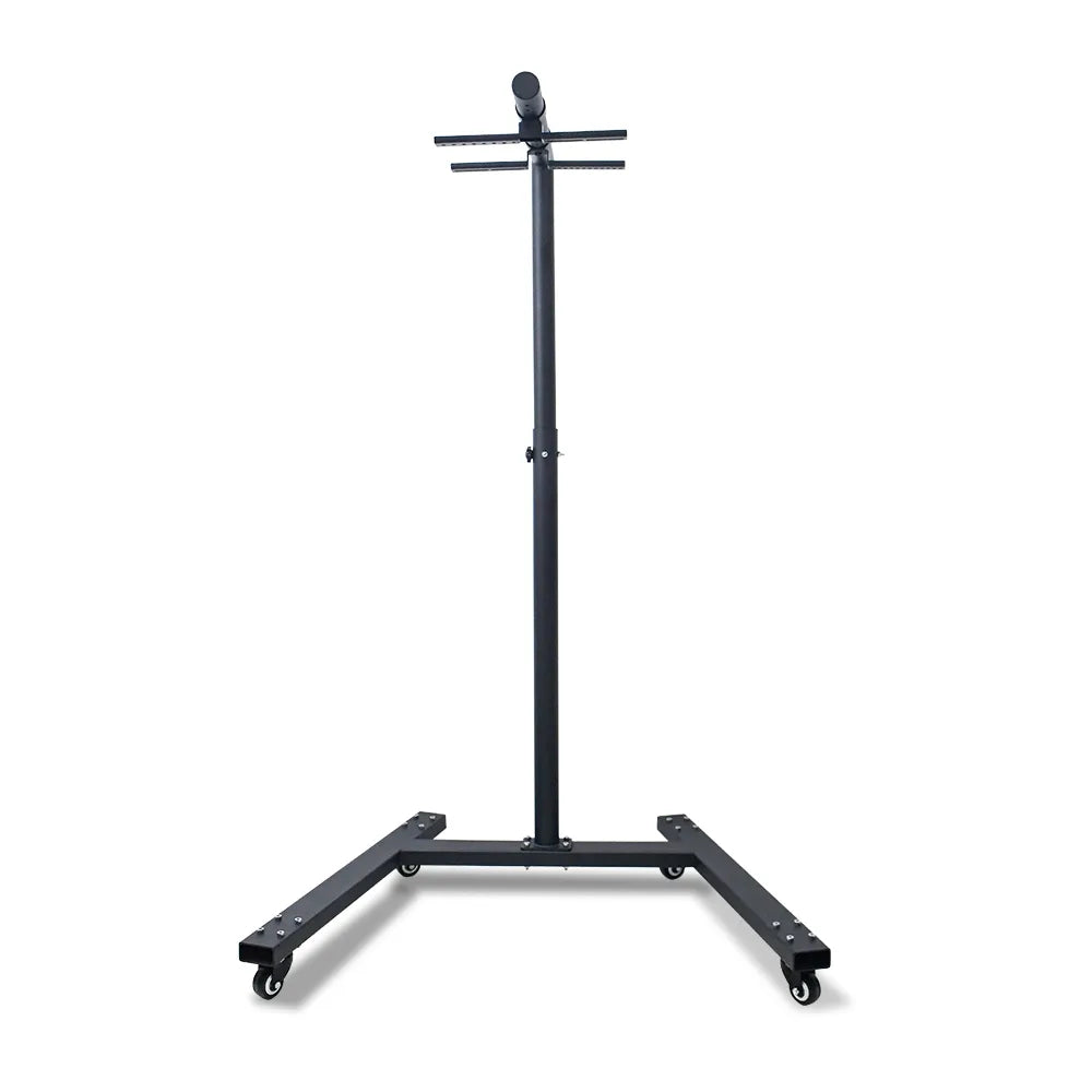 Zwarte Stander op wieltjes voor bepaalde standen en verplaatsen roodlicht panelen