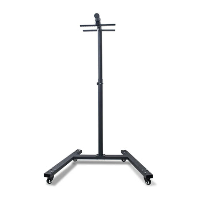 Zwarte Stander op wieltjes voor bepaalde standen en verplaatsen roodlicht panelen