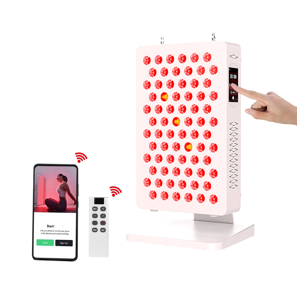 rood licht paneel met zichtbare bediening tip/app/remote control