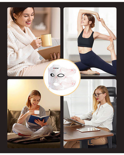 4 foto's met dames verschillende dagdelen en actviteiten na gebruik masker