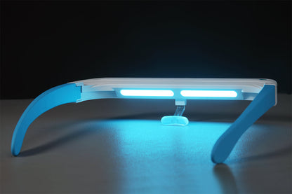 lichttherapie-bril achterzijde blauw licht