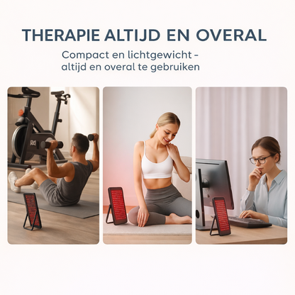 Ultralicht tafelmodel in verschillende gebruiksmomenten tijdens sport, Yoga, op het werk