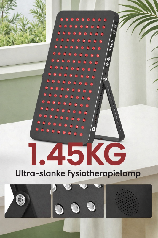 Paneel op tafel met gewicht 1,45 kg en leds in close-up