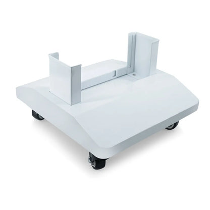 Een standervoet op wieltjes, waar een paneel in geplaatst kan worden