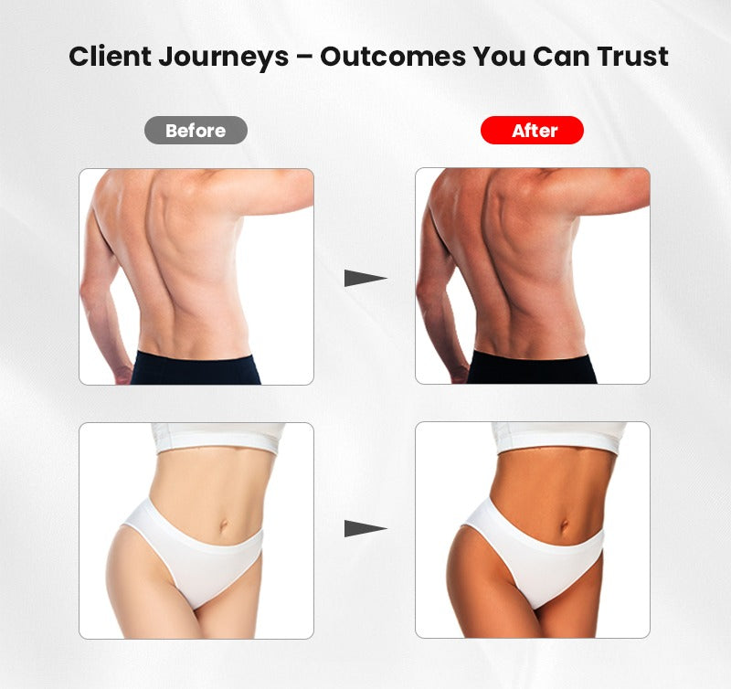 Voor en na foto van een man en een vrouw van blank naar tent