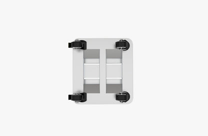 Onderzijde voet met zicht op rolwieltjes